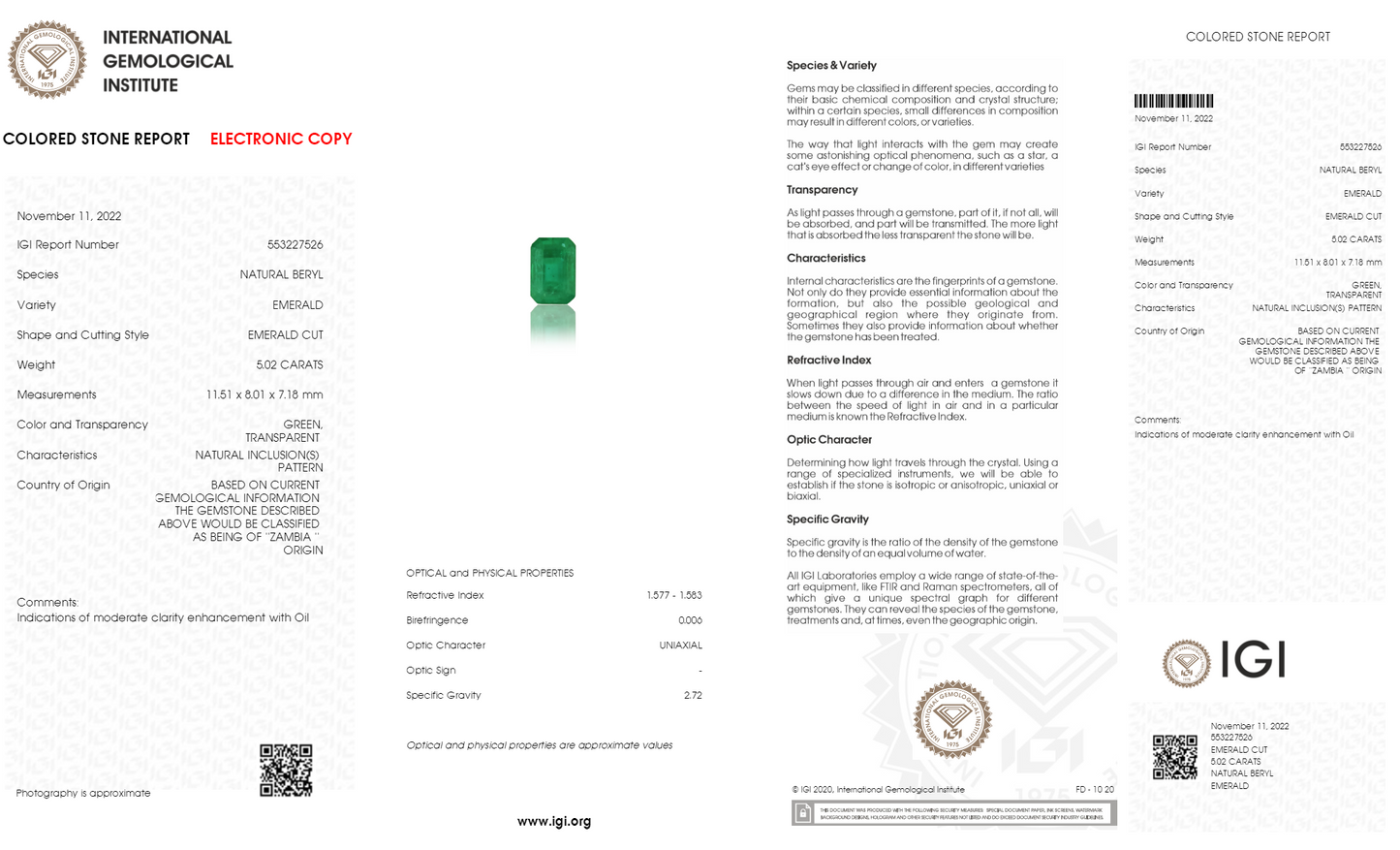 Natural Zambian Emerald (Panna) 5.02 Carats
