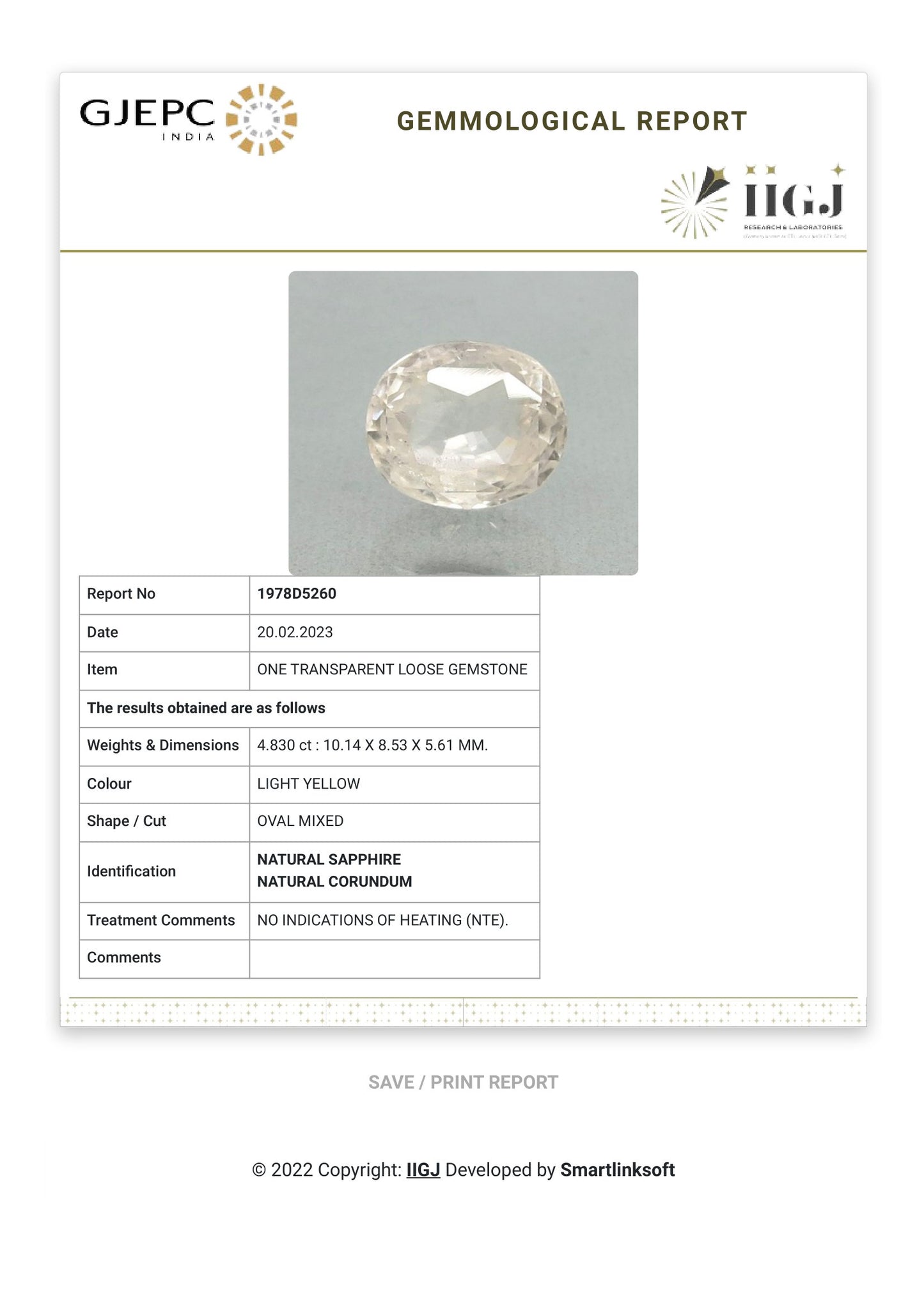 NATURAL WHITE SAPPHIRE 4.83 CARATS