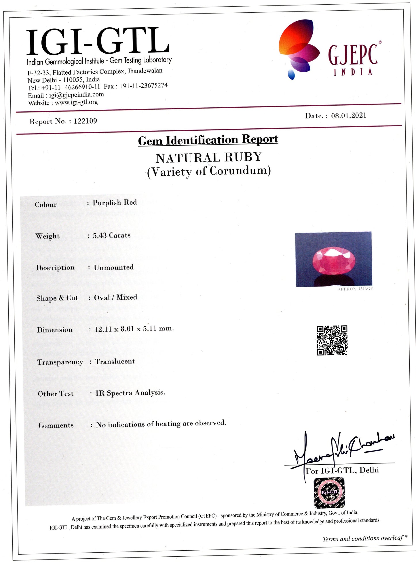 Natural Ruby (Manik) 5.43 Carats