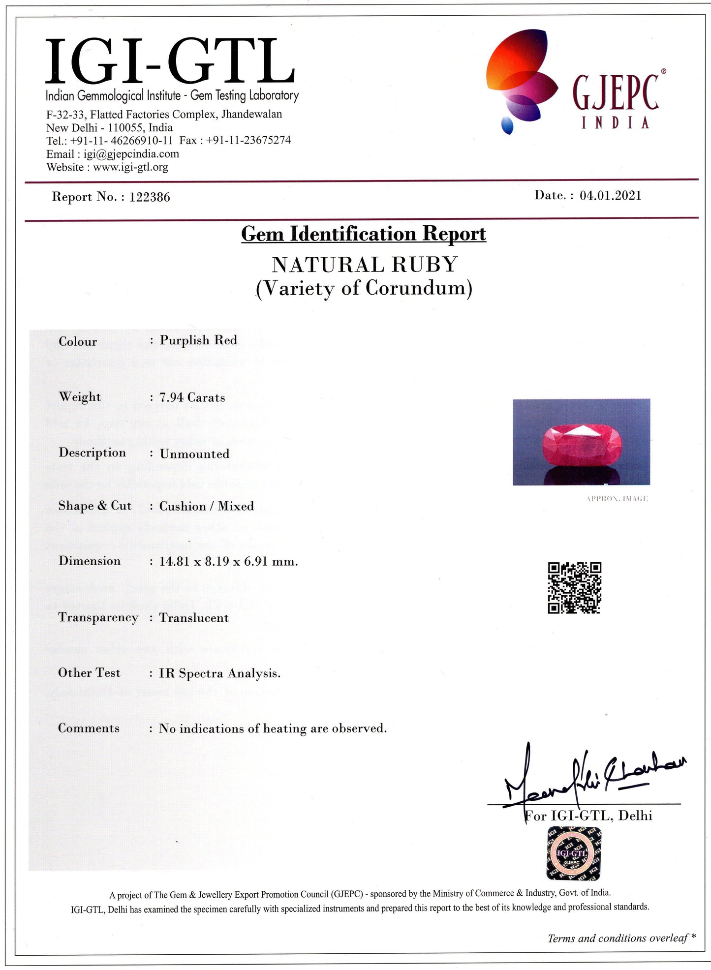 Natural Mozambique Ruby (Manik) 7.94 Carats