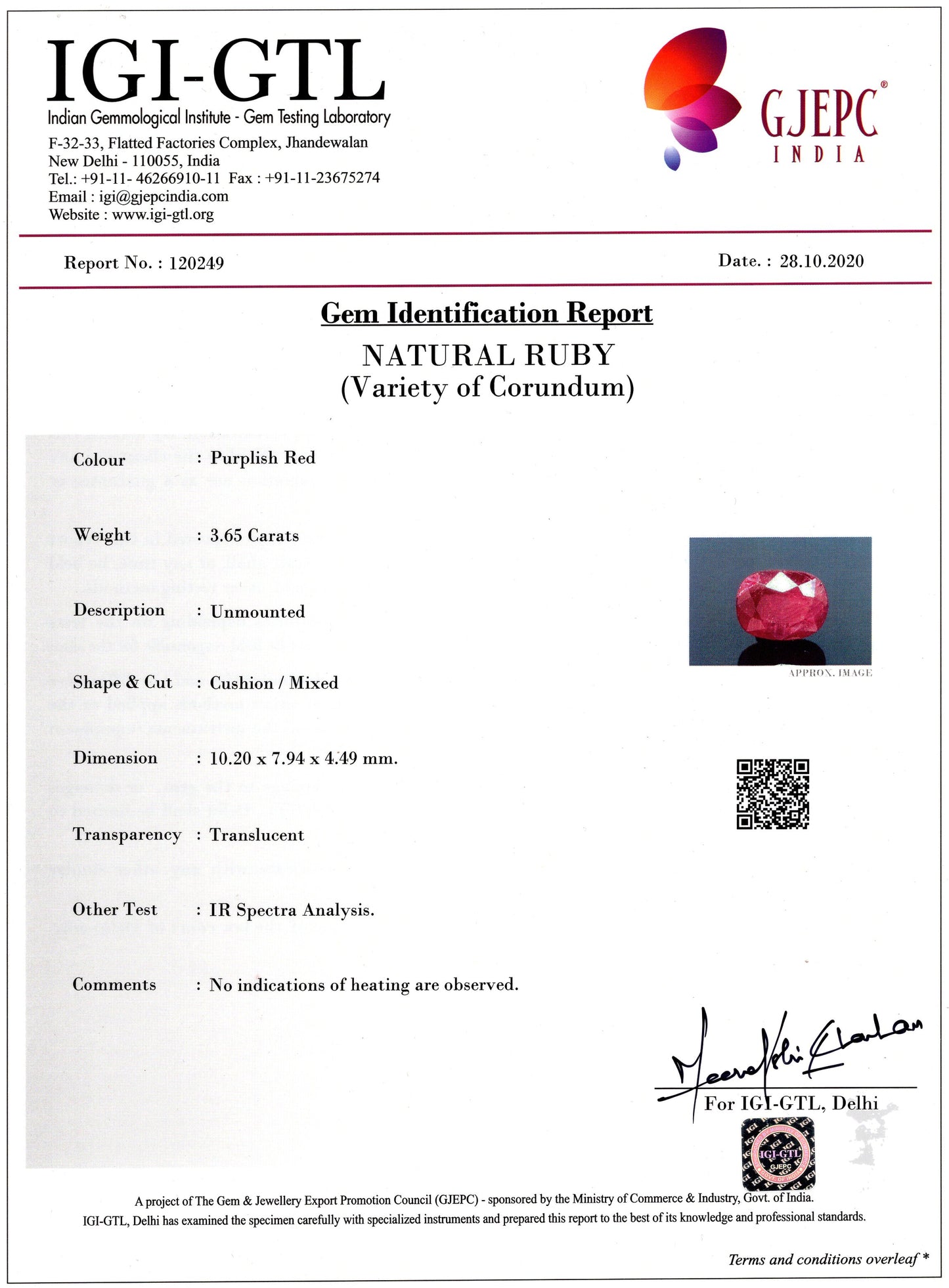 Natural Mozambique Ruby (Manik) 3.65 Carats