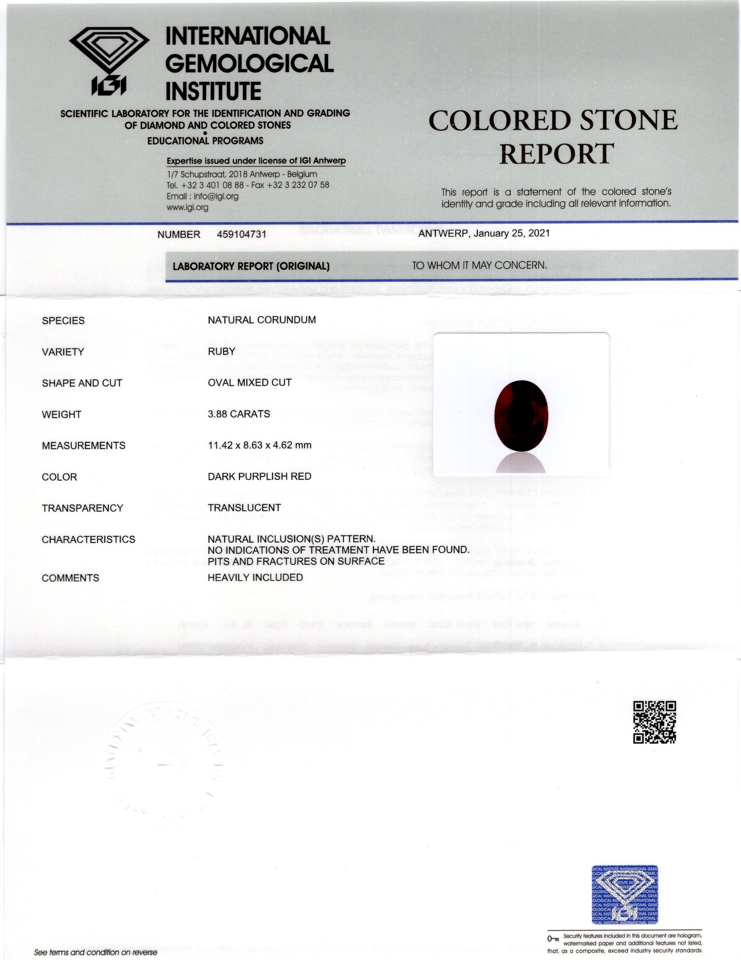 Natural Mozambique Ruby (Manik) 3.88 Carats