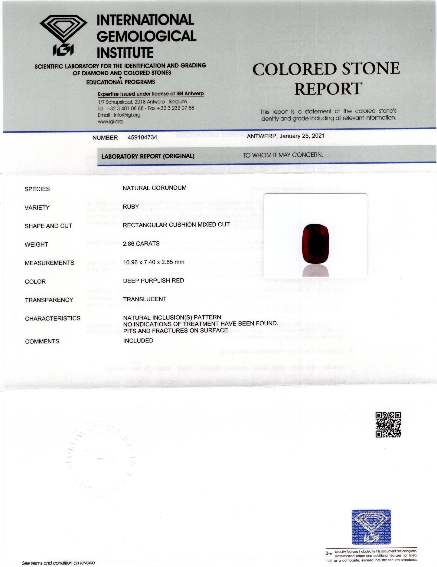 Natural Mozambique Ruby (Manik) 2.86 Carats