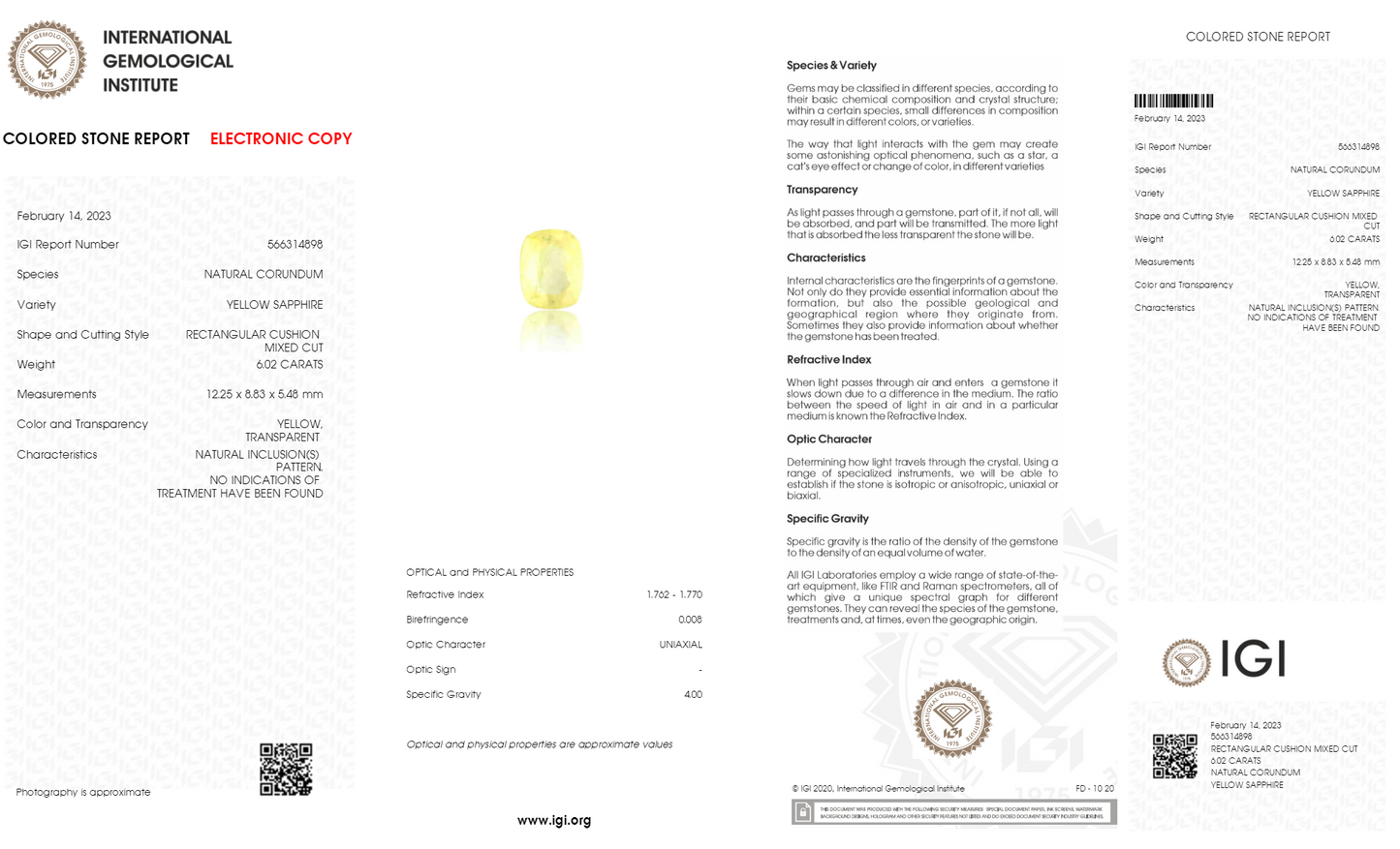 Natural Yellow Sapphire (Pukhraj) 6.02 Carats