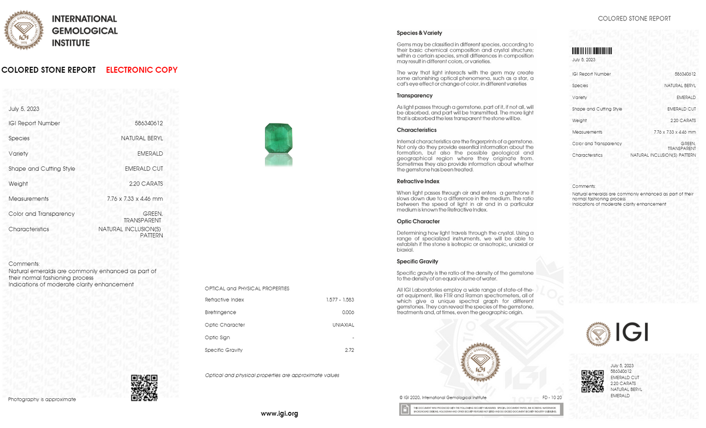 Natural Zambian Emerald (Panna) 2.20 Carats