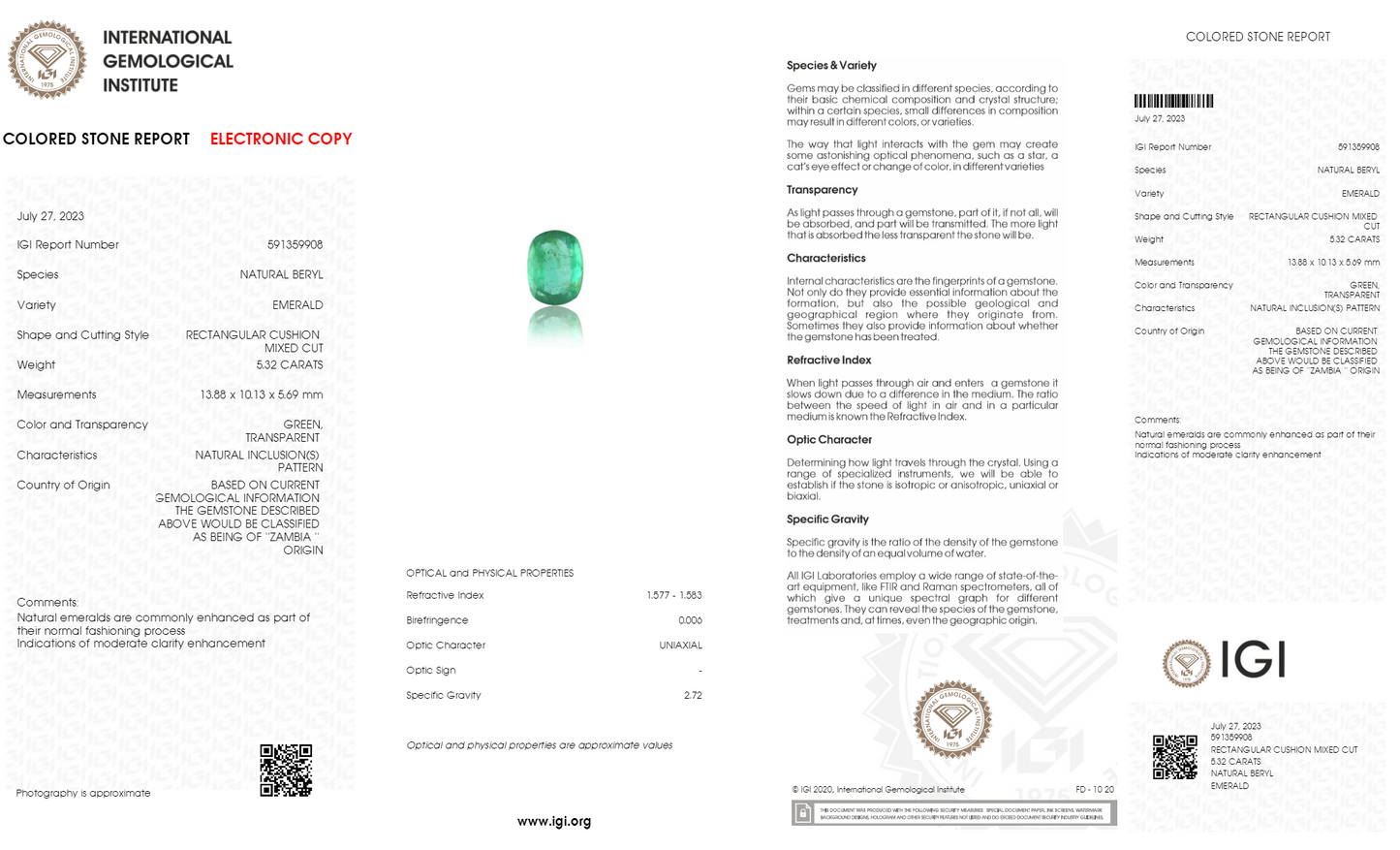 Natural Zambian Emerald (Panna) 5.32 Carats