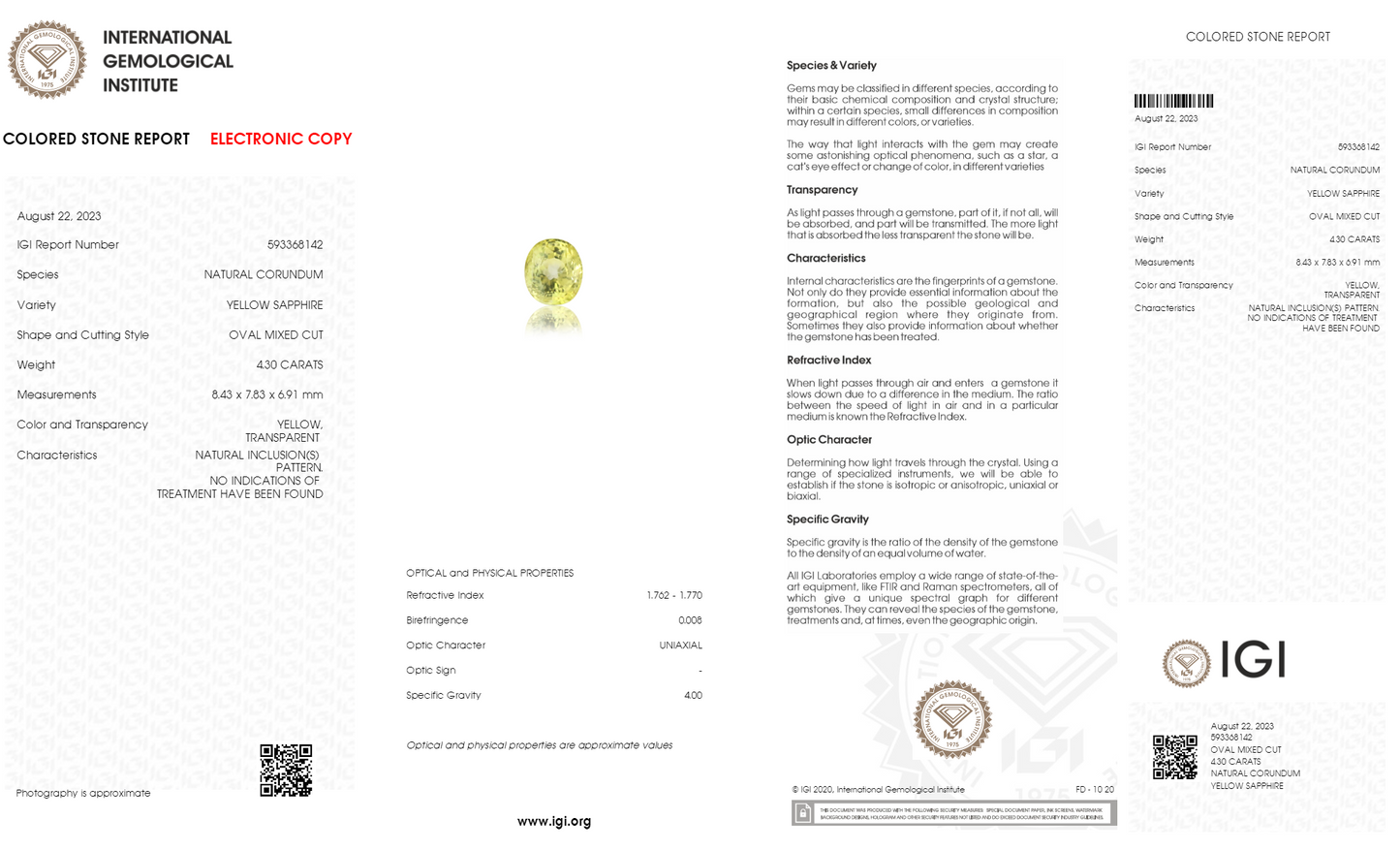 Natural Yellow Sapphire (Pukhraj) 4.30 Carats