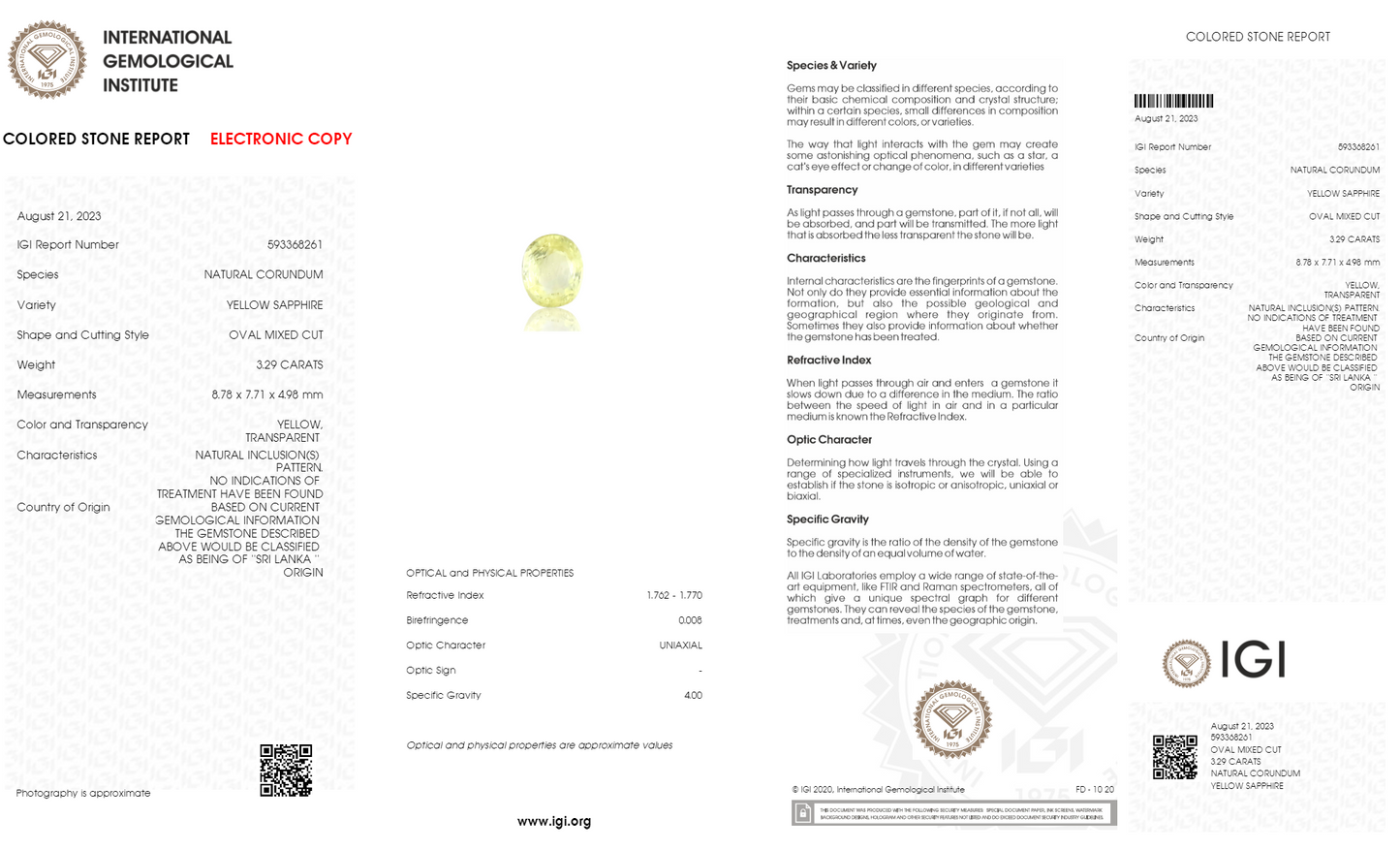 Natural Yellow Sapphire (Pukhraj) 3.29 Carats