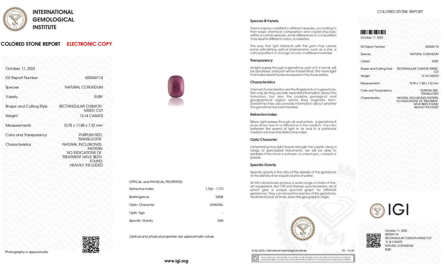 Natural Mozambique Ruby (Manik) 13.14 Carats