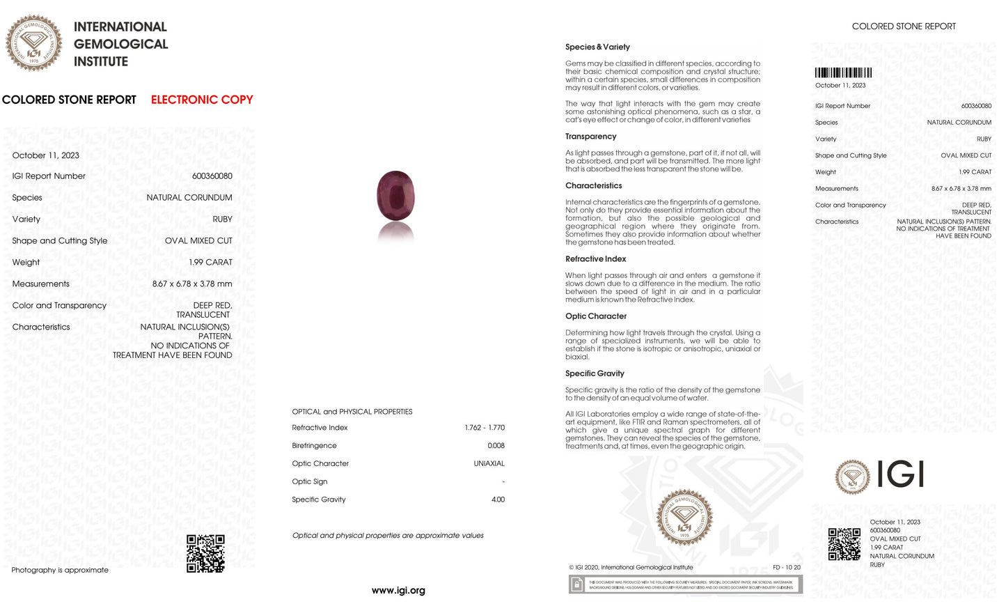 Natural Mozambique Ruby (Manik) 1.99 Carats