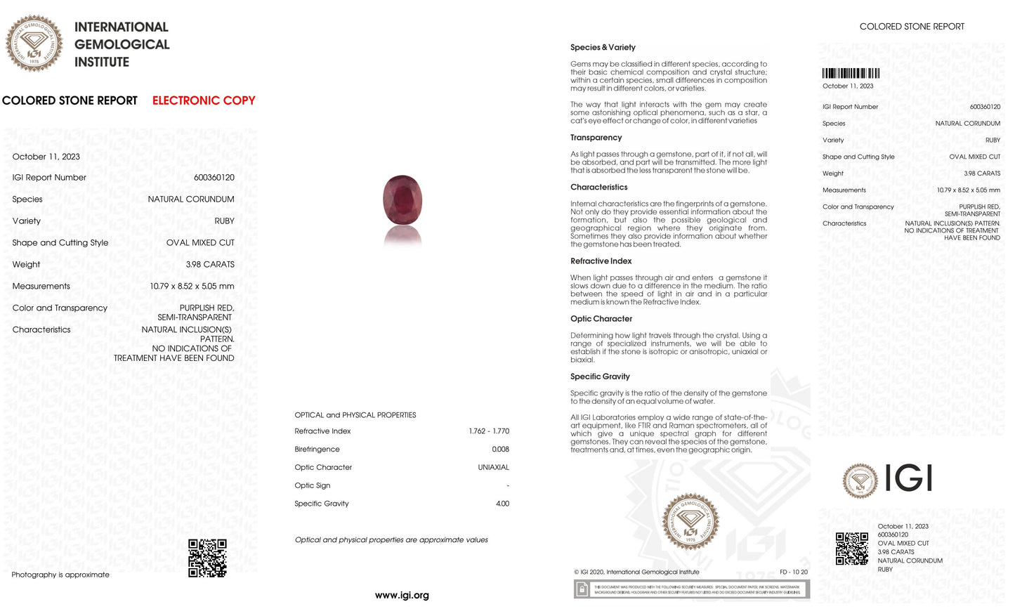 Natural Mozambique Ruby (Manik) 3.98 Carats