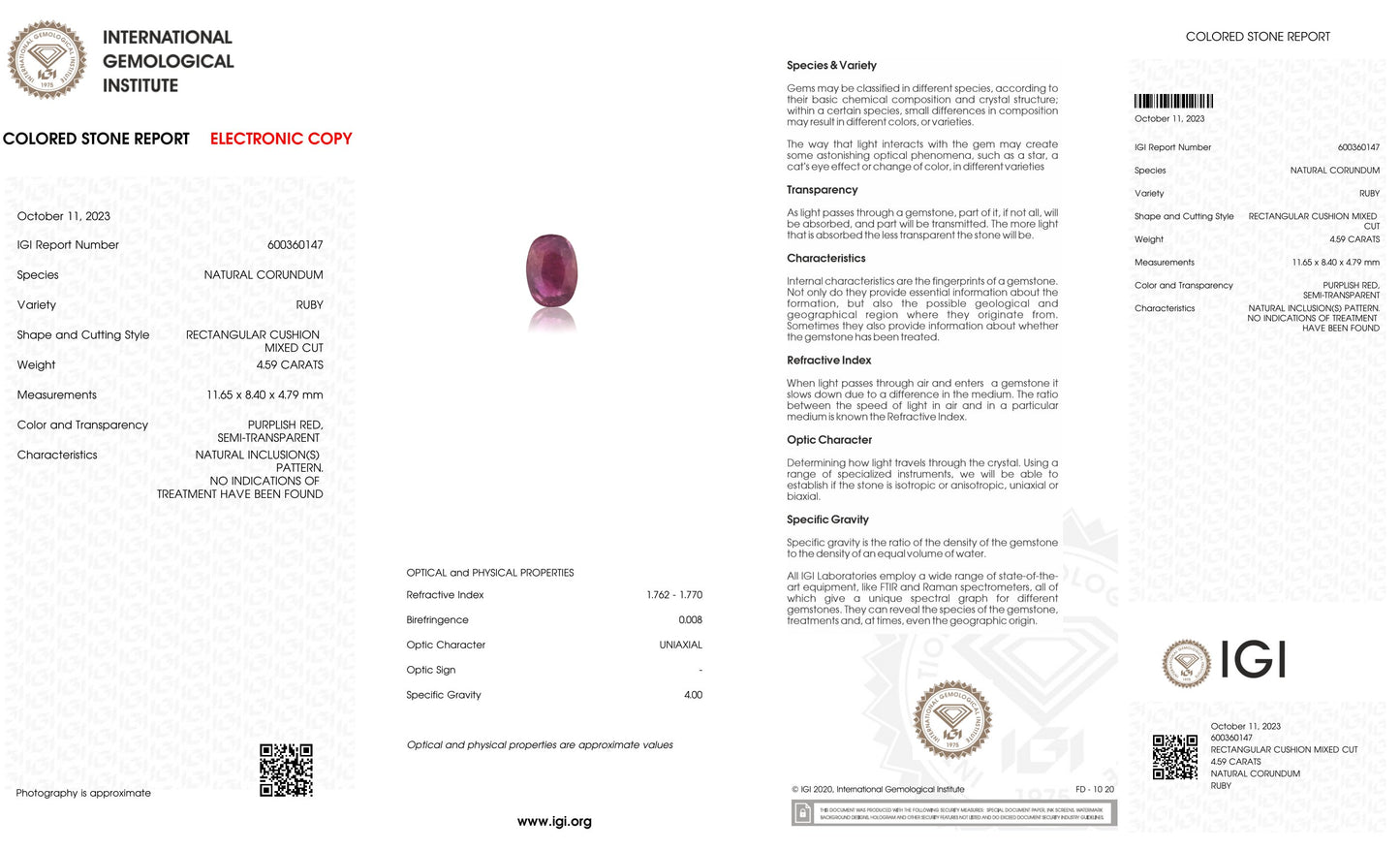 Natural Mozambique Ruby (Manik) 4.59 Carats