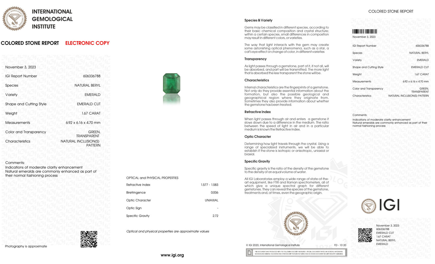 Natural Zambian Emerald (Panna) 1.67 Carats