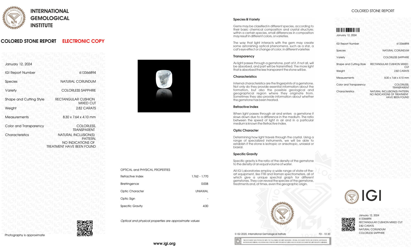 Natural White Sapphire 2.82 Carats