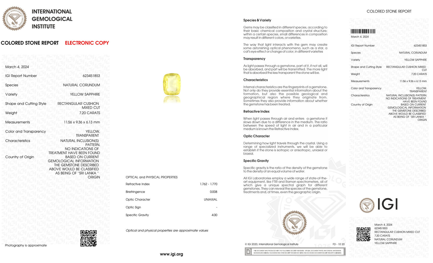 Natural Yellow Sapphire (Pukhraj) 7.20 Carats