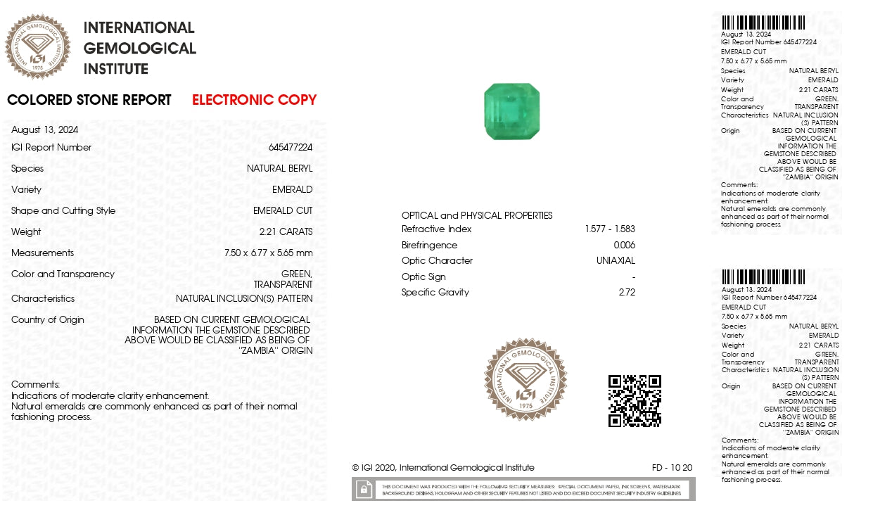 Natural Zambian Emerald (Panna) 2.21 Carats