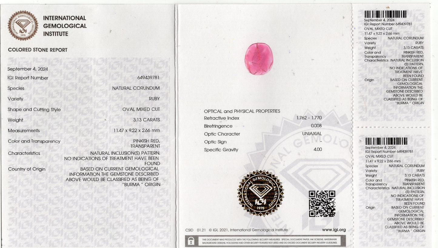 Burmese Ruby (Manik) 3.13 Carats