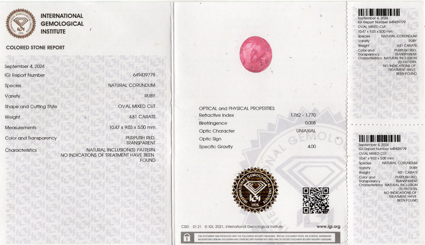 Burmese Ruby (Manik) 4.81 Carats