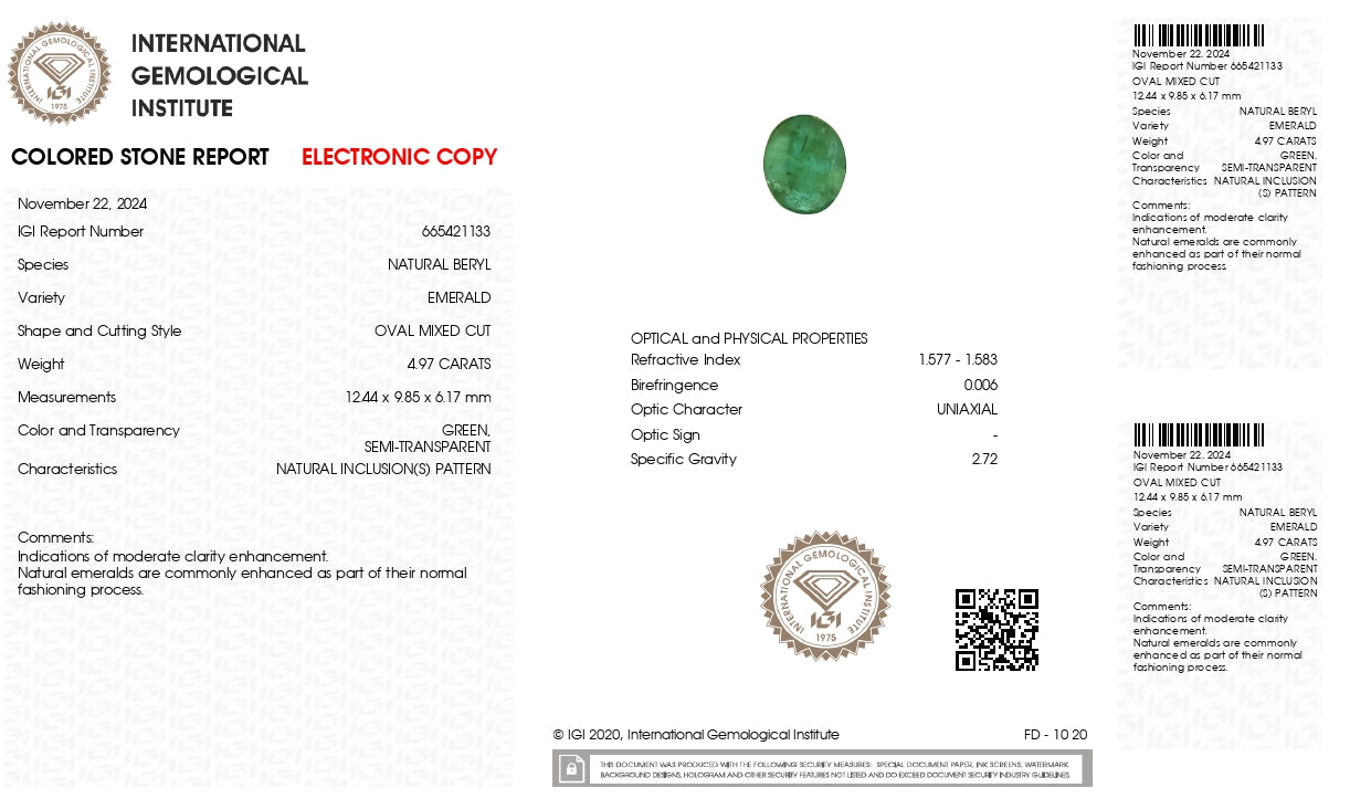 Natural Zambian Emerald (Panna) 4.97 Carats