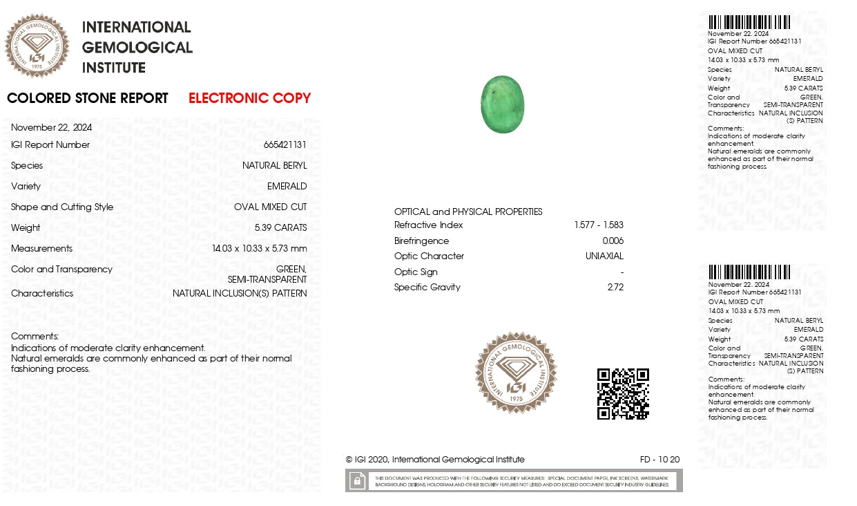 Natural Zambian Emerald (Panna) 5.39 Carats