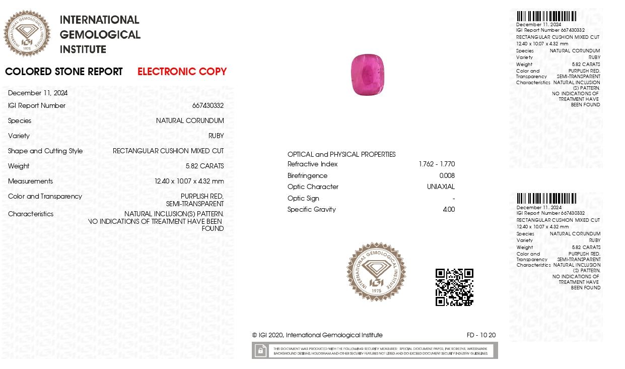 Natural Mozambique Ruby (Manik) 5.82 Carats
