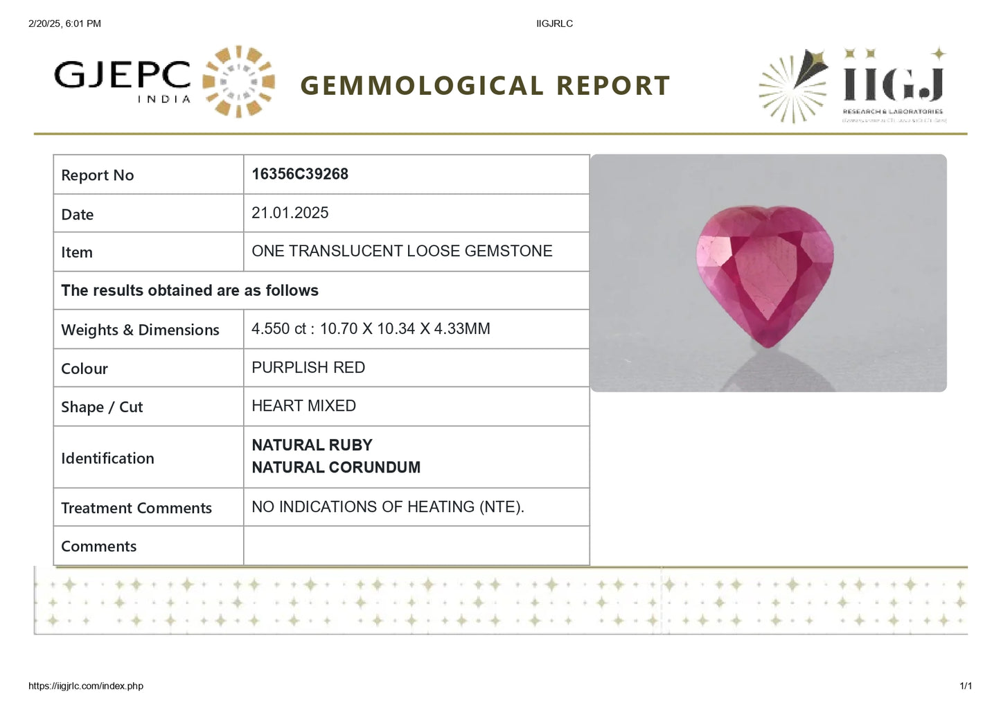 Burmese Ruby (Manik) 4.55 Carats