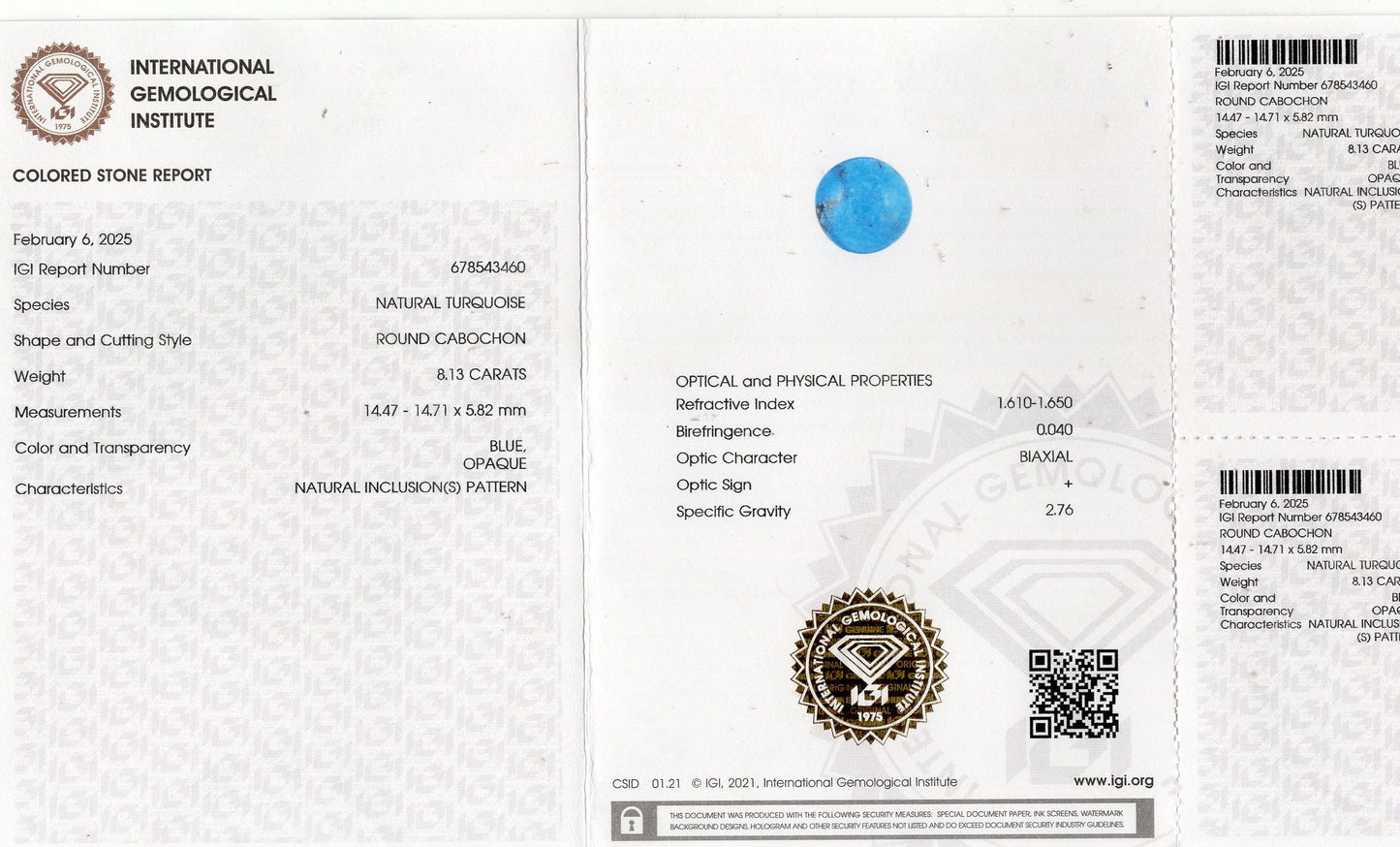 Natural Turquoise (Firoza) 8.13 Carats