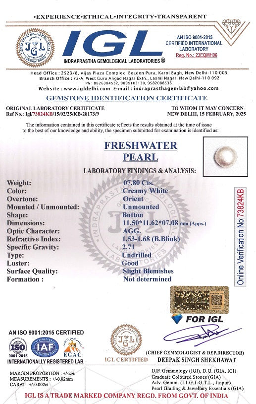 Fresh Water Pearl (Moti) 7.80 Carats
