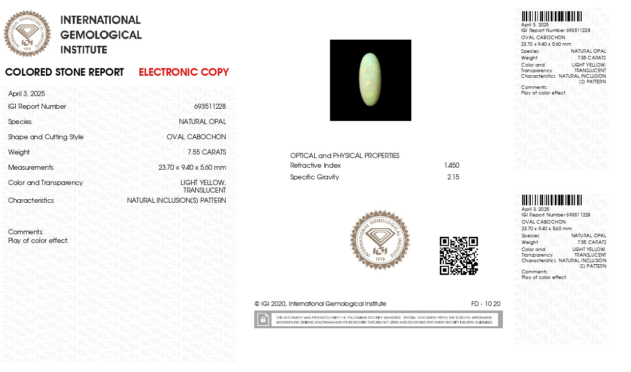 Natural Opal 7.55 Carats