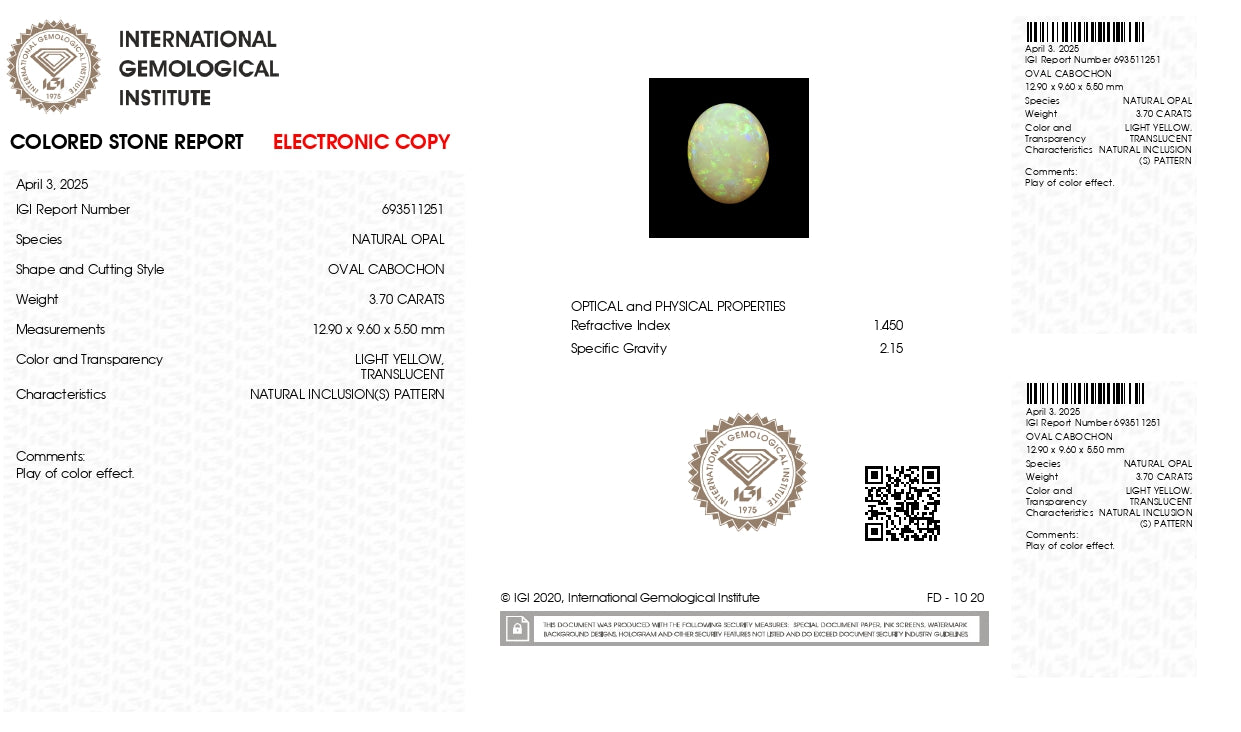 Natural Opal 3.70 Carats