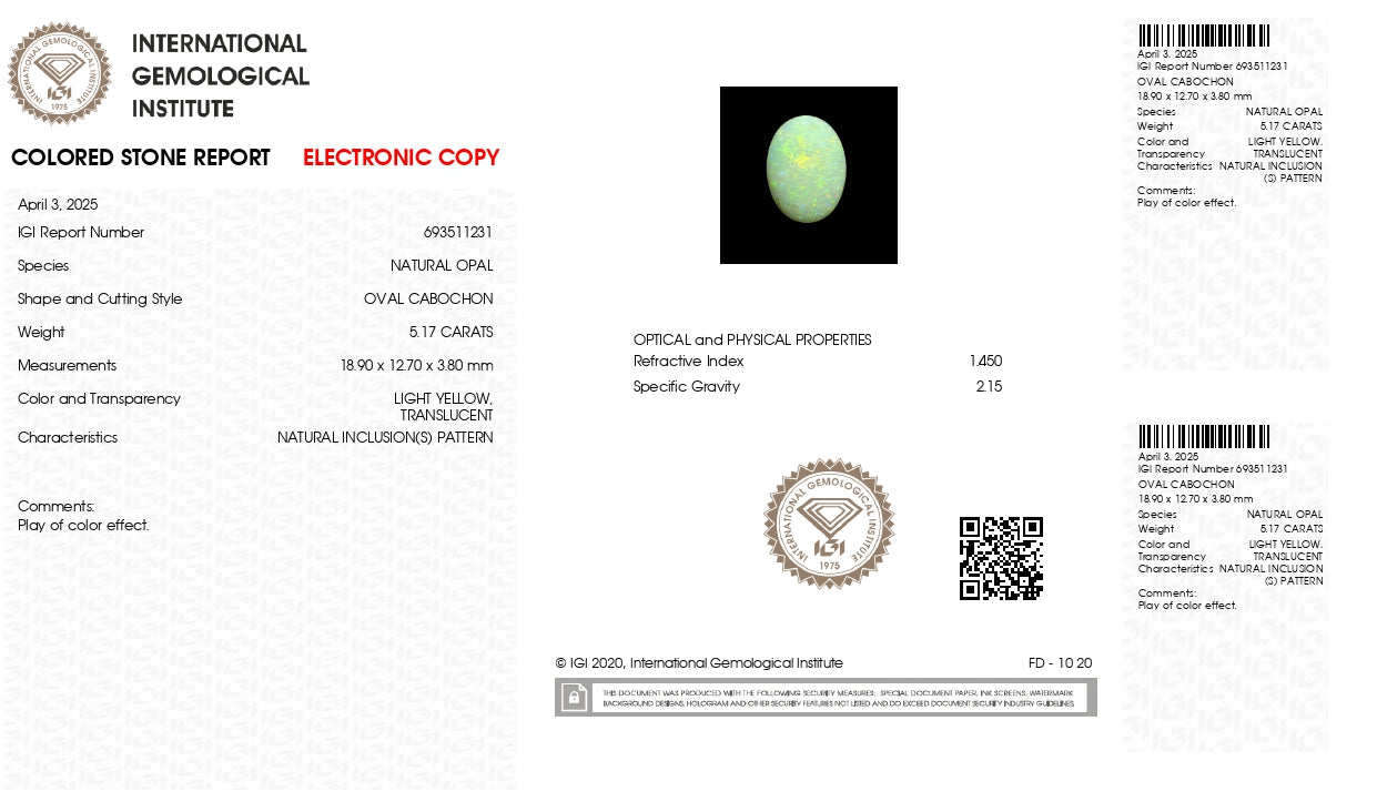 Natural Opal 5.17 Carats