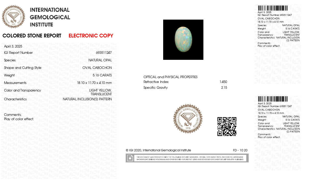 Natural Opal 5.16 Carats