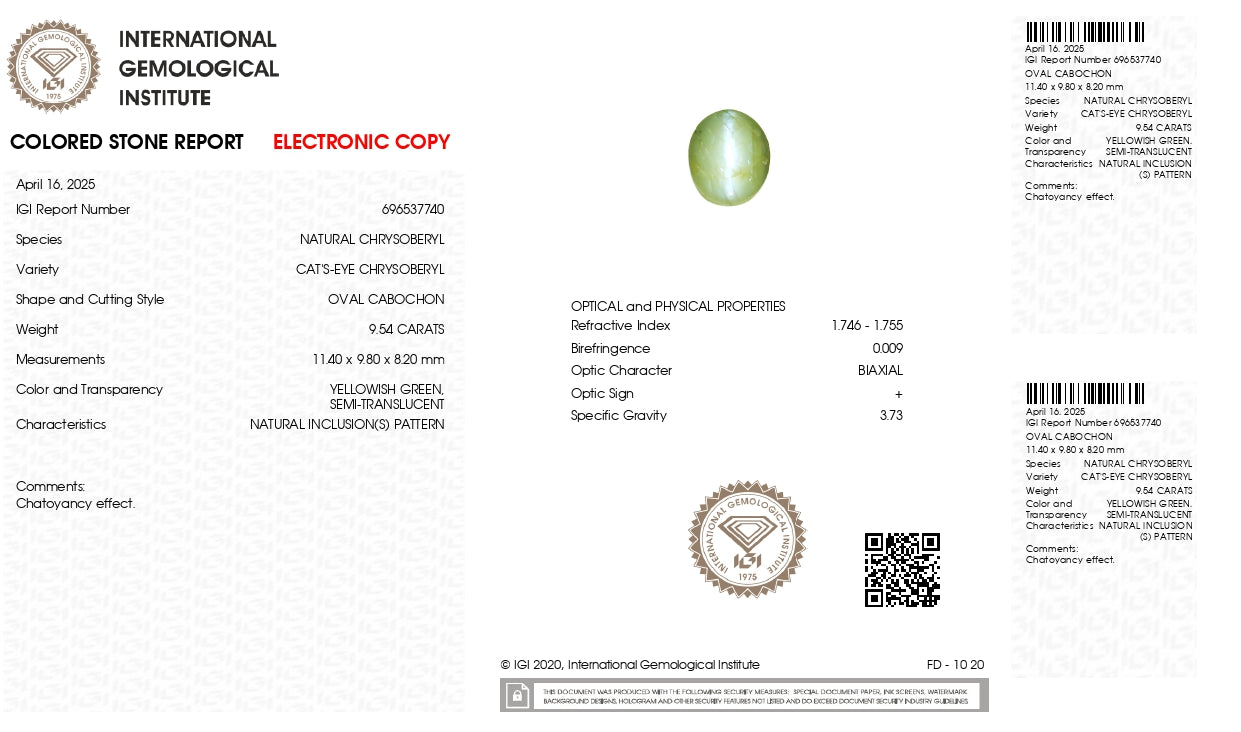 Natural Cat'S Eye (Lehsuniya) 9.54 Carats