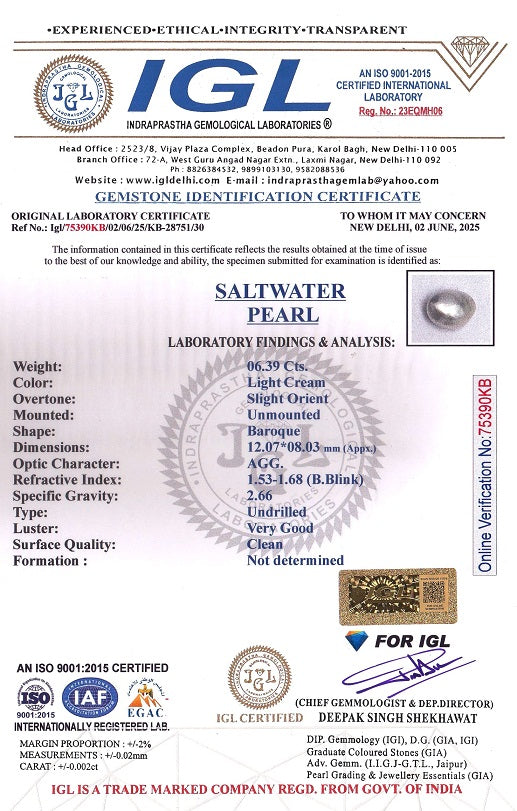 Natural Venezuela Pearl 6.39 Carats