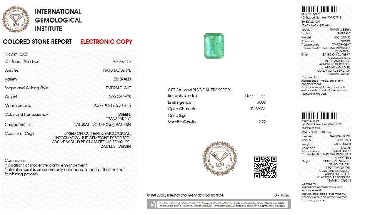 Natural Zambian Emerald (Panna) 6.00 Carats