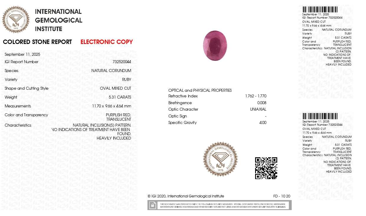Natural African Ruby (Manik) 5.31 Carats