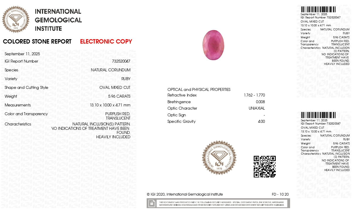 Natural African Ruby (Manik) 5.96 Carats
