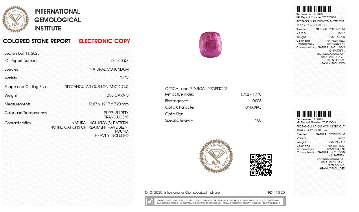 Burmese Ruby (Manik) 12.95 Carats