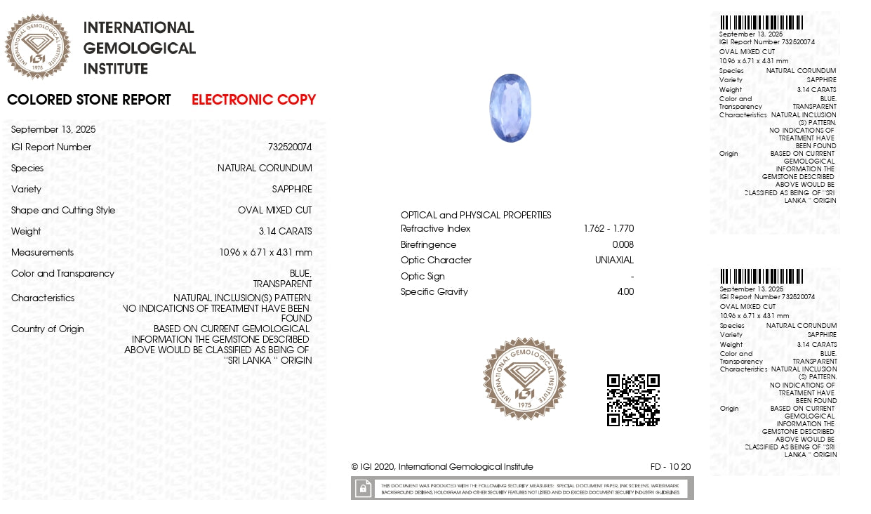 NATURAL BLUE SAPPHIRE (NEELAM) 3.14 CARATS