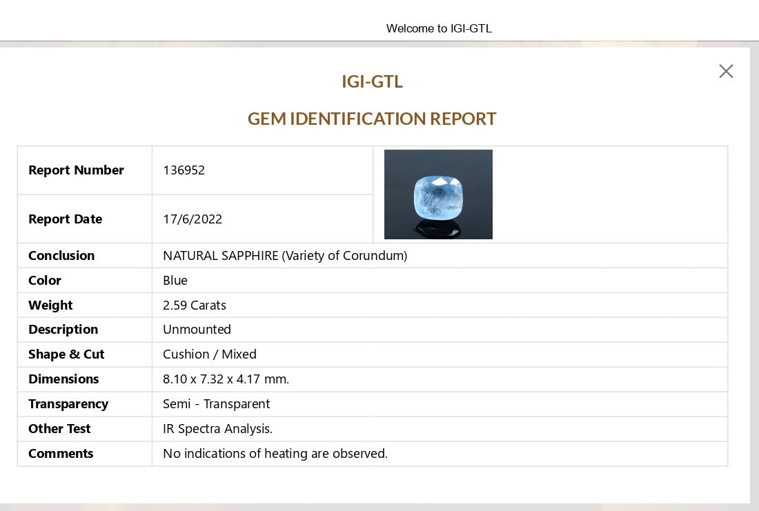 Natural Blue Sapphire (Neelam) 2.59 Carats
