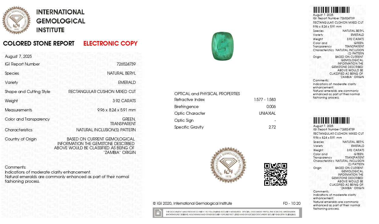 Natural Zambian Emerald (Panna) 3.92 Carats