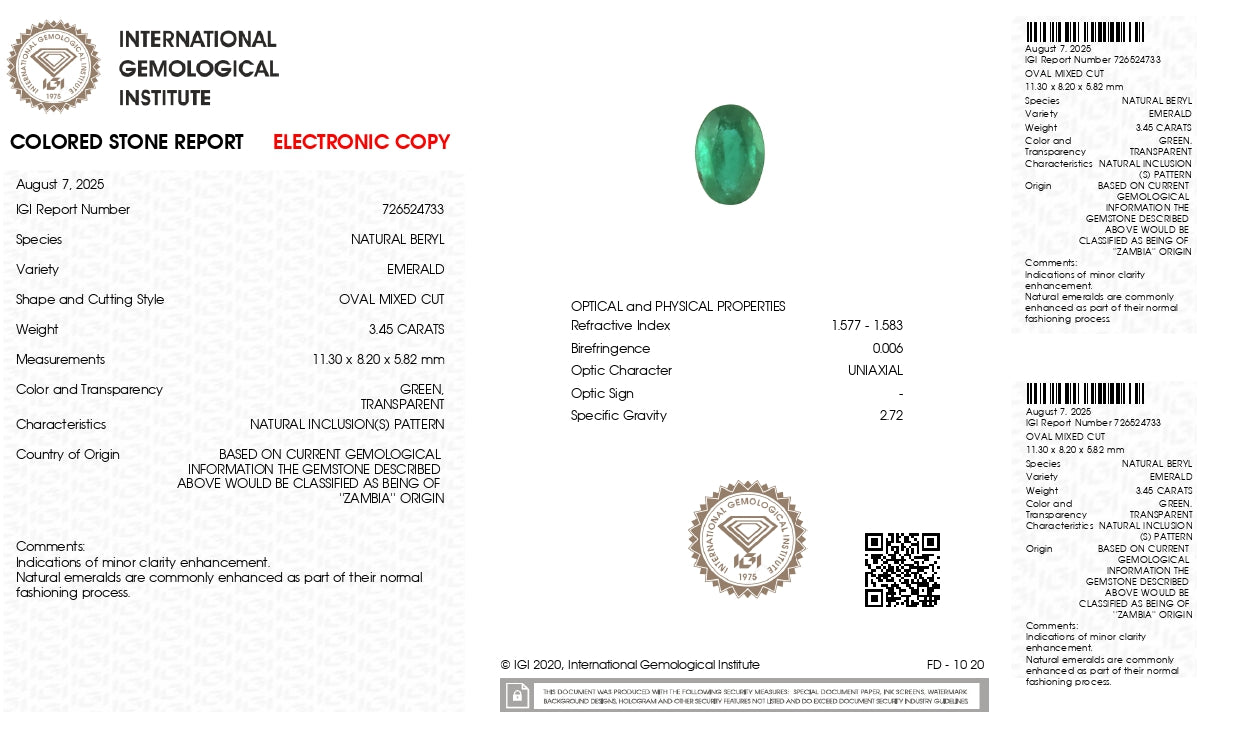 Natural Zambian Emerald (Panna) 3.45 Carats