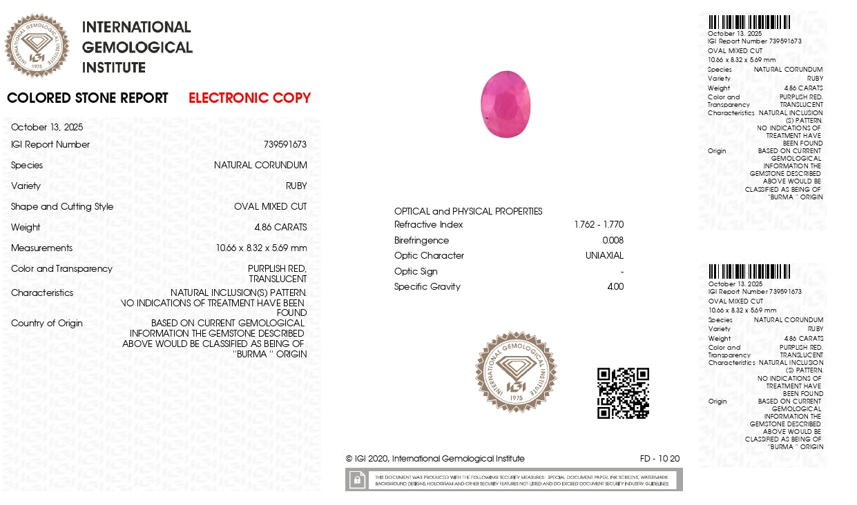 Burmese Ruby (Manik) 4.86 Carats