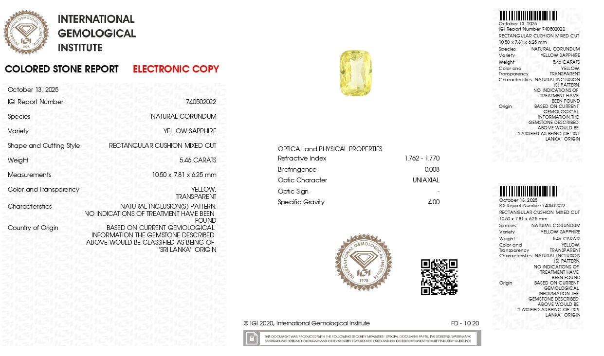 Natural Yellow Sapphire (Pukhraj) 5.46 Carats