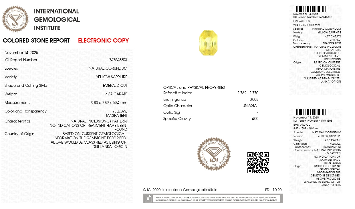 Natural Yellow Sapphire (Pukhraj) 4.37 Carats