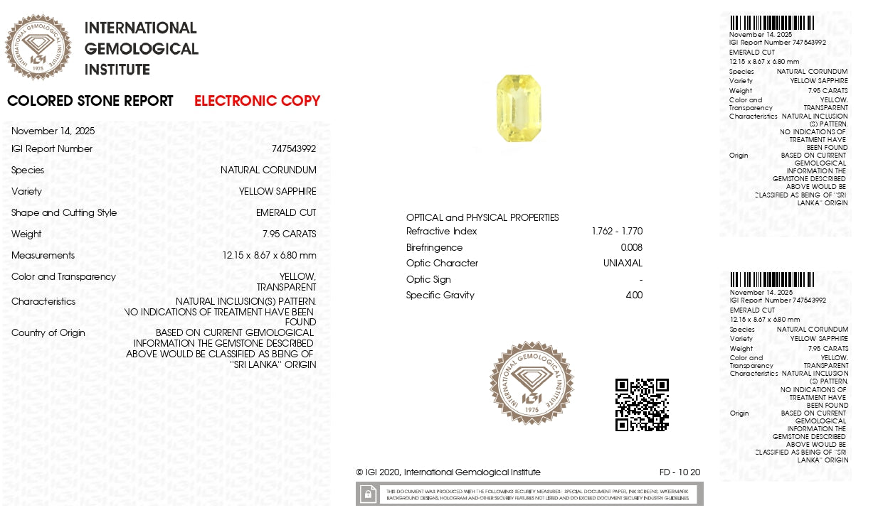 Natural Yellow Sapphire (Pukhraj) 7.95 Carats