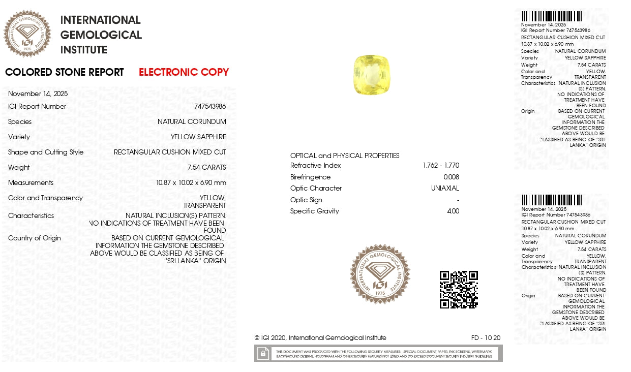 Natural Yellow Sapphire (Pukhraj) 7.54 Carats