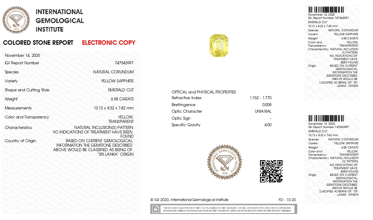 Natural Yellow Sapphire (Pukhraj) 6.58 Carats