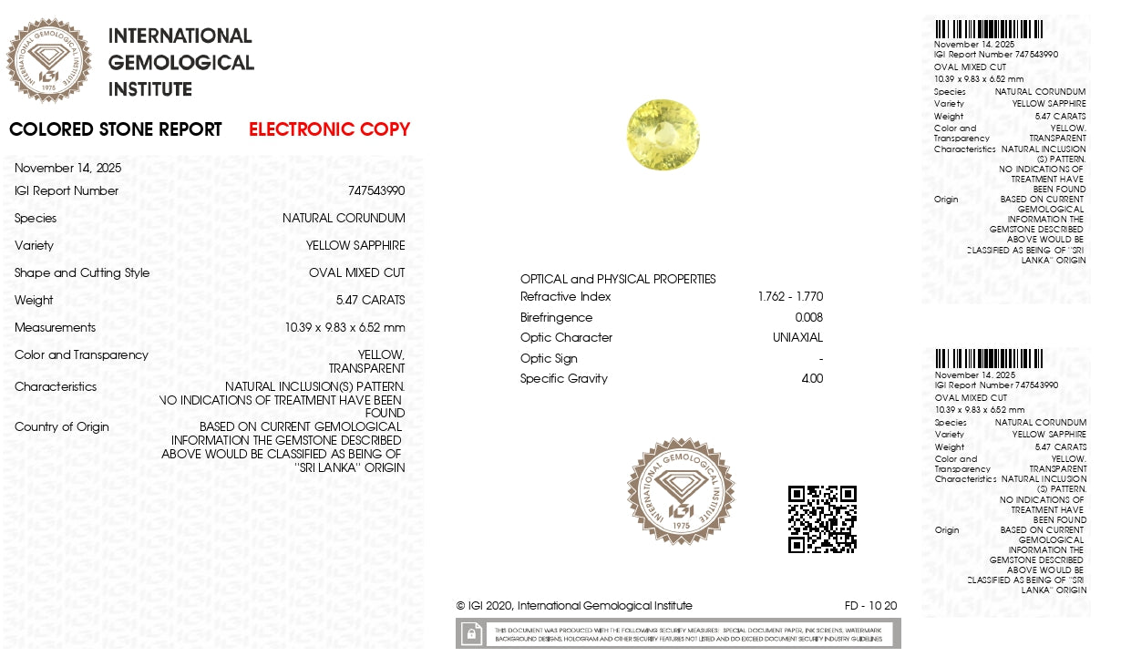 Natural Yellow Sapphire (Pukhraj) 5.47 Carats