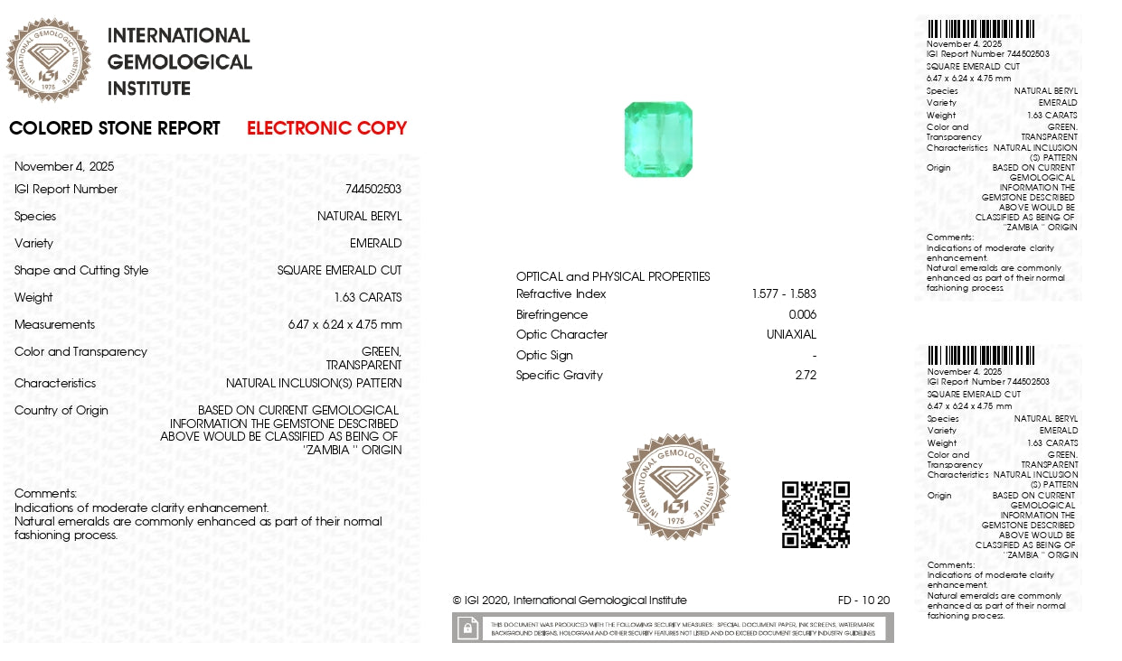 Natural Zambian Emerald (Panna) 1.63 Carats